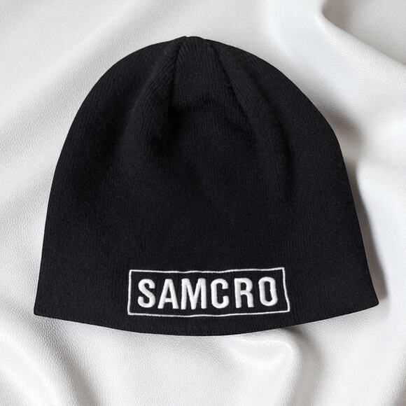SONS OF ANARCHY Samcro Black Beanie Knit Hat Unisex Warm - Picture 1 of 2